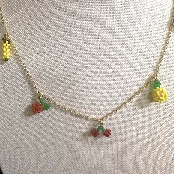 Madewell Fruit Necklace Charm Casual Fun Preppy Gold tone Beaded Charms Summer - Picture 8 of 11
